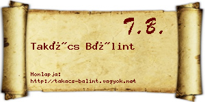 Takács Bálint névjegykártya